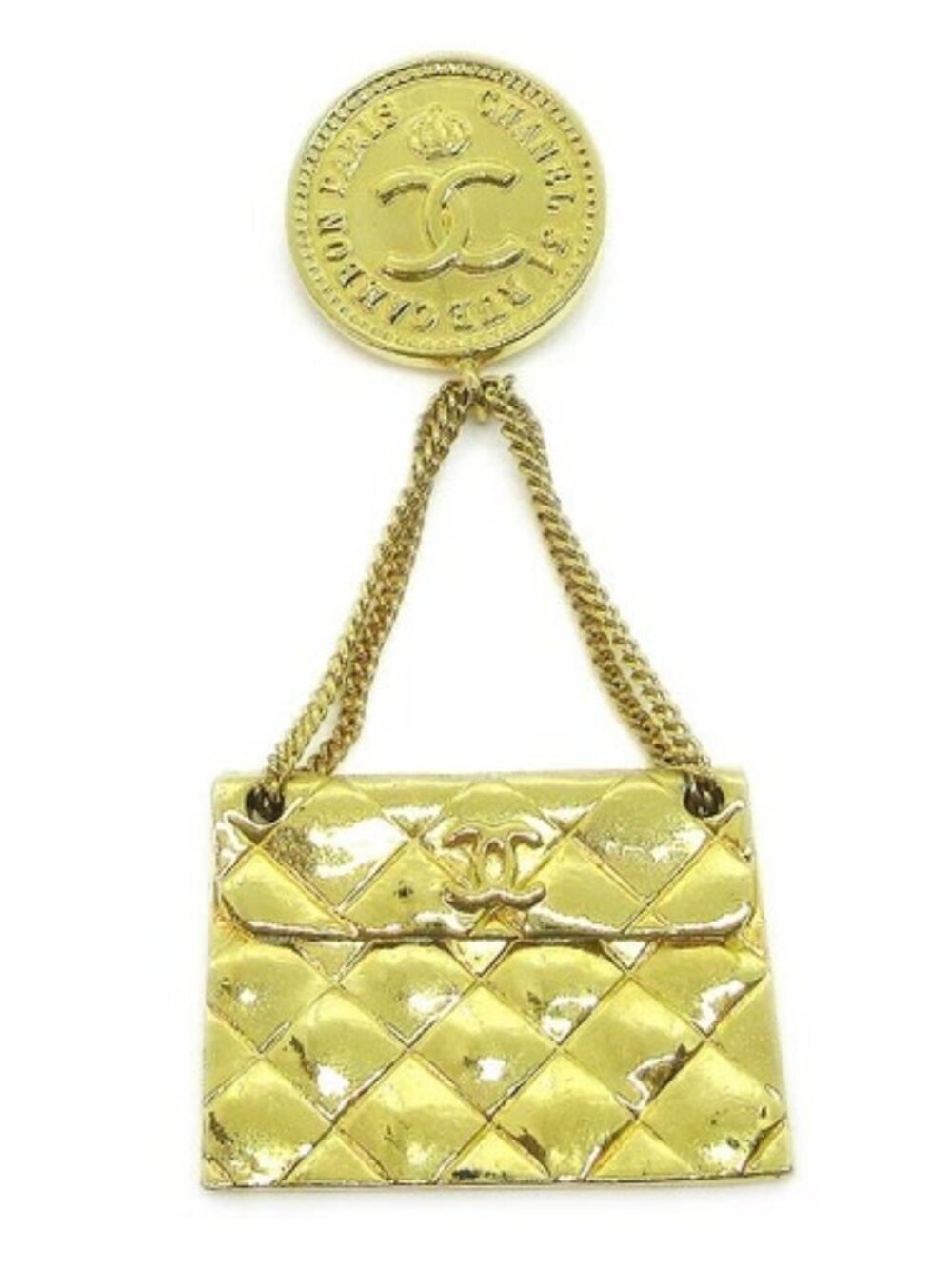 Chanel Bag Brooch Pin Gold 26 31538